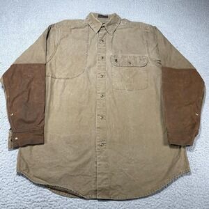 Browning Shirt Mens Large Brown Canvas Dura Wax Shooting Snap Front Hunting